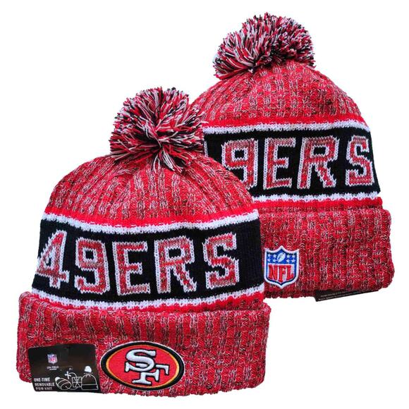 NWT San Francisco 49ers Sports Knit Pom‎ Beanie Fleece Lining OSFA Unisex - Picture 1 of 5